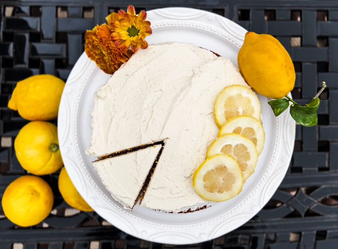 Lemon Olive Oil Cake with Strawberry Balsamic Frosting